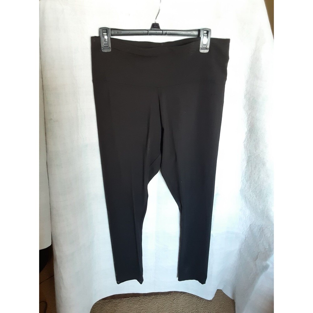 Falls Creek Womens Large Black Leggings Pull On High Rise Cotton Blend Elastic!